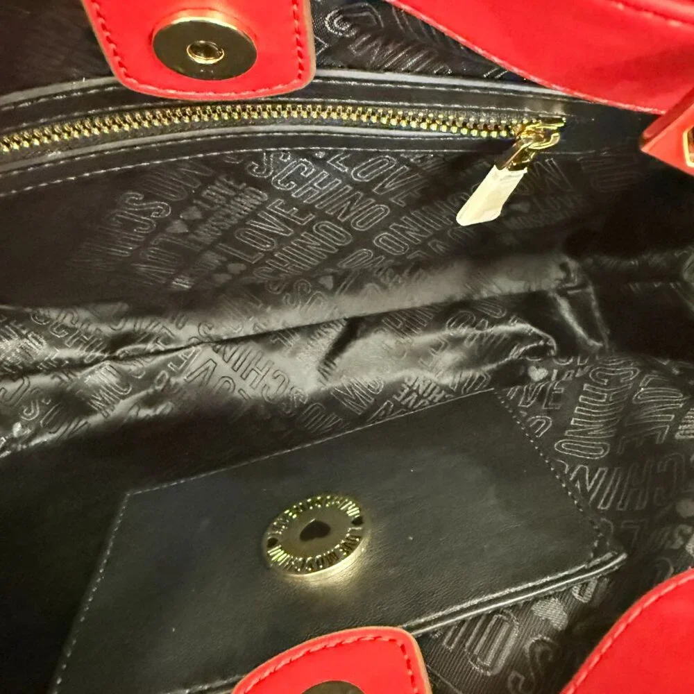Love Moschino Red Vegan Leather Bag with Gold Hardware Worn Once - Picture 6 of 17